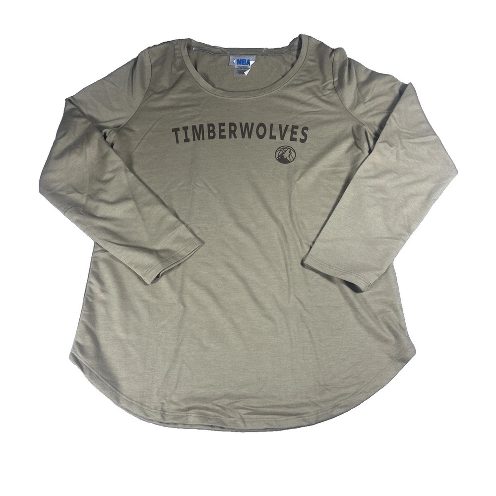 NBA Minnesota Timberwolves Shirt Womens Large Sand Long Sleeve Graphic Top